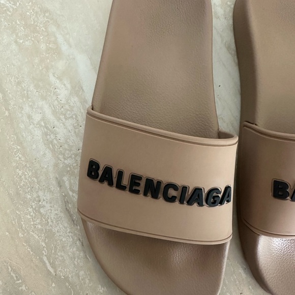 Balenciaga pool slide rubber logo smooth rubber logo beige/black size 36 - Picture 5 of 5